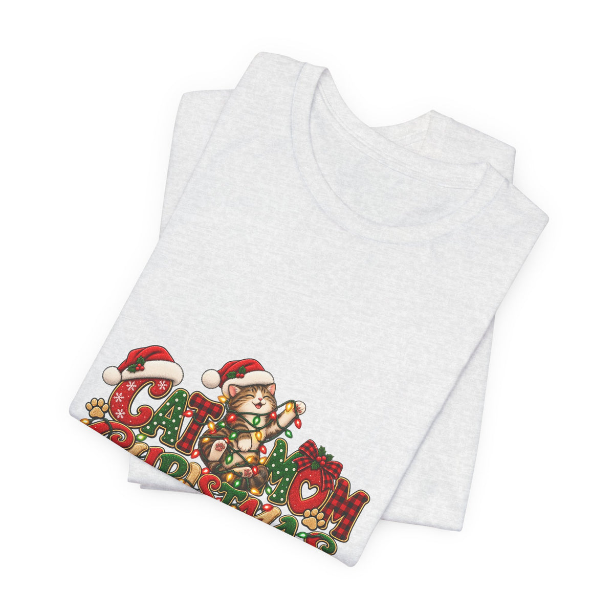 Christmas Cat Tee — Cute "Cat-ty Christmas" Holiday T-Shirt with Santa Cat Design