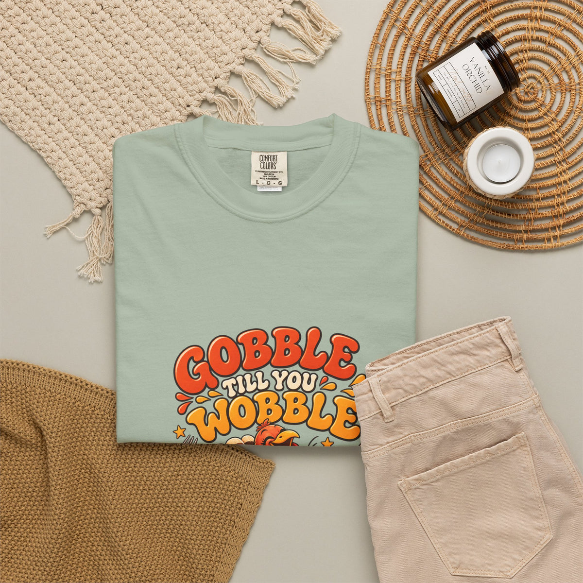 Gobble Till You Wobble Turkey T-Shirt | Thanksgiving Turkey Graphic