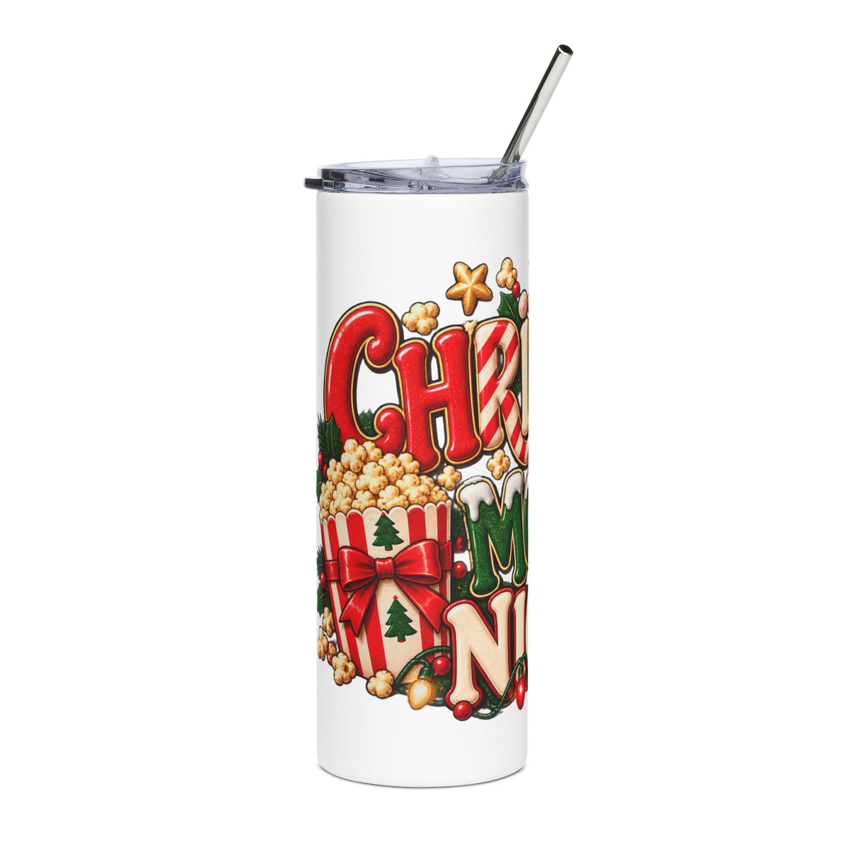 Christmas Movie Night Tumbler — 20oz Stainless Steel Holiday Cup