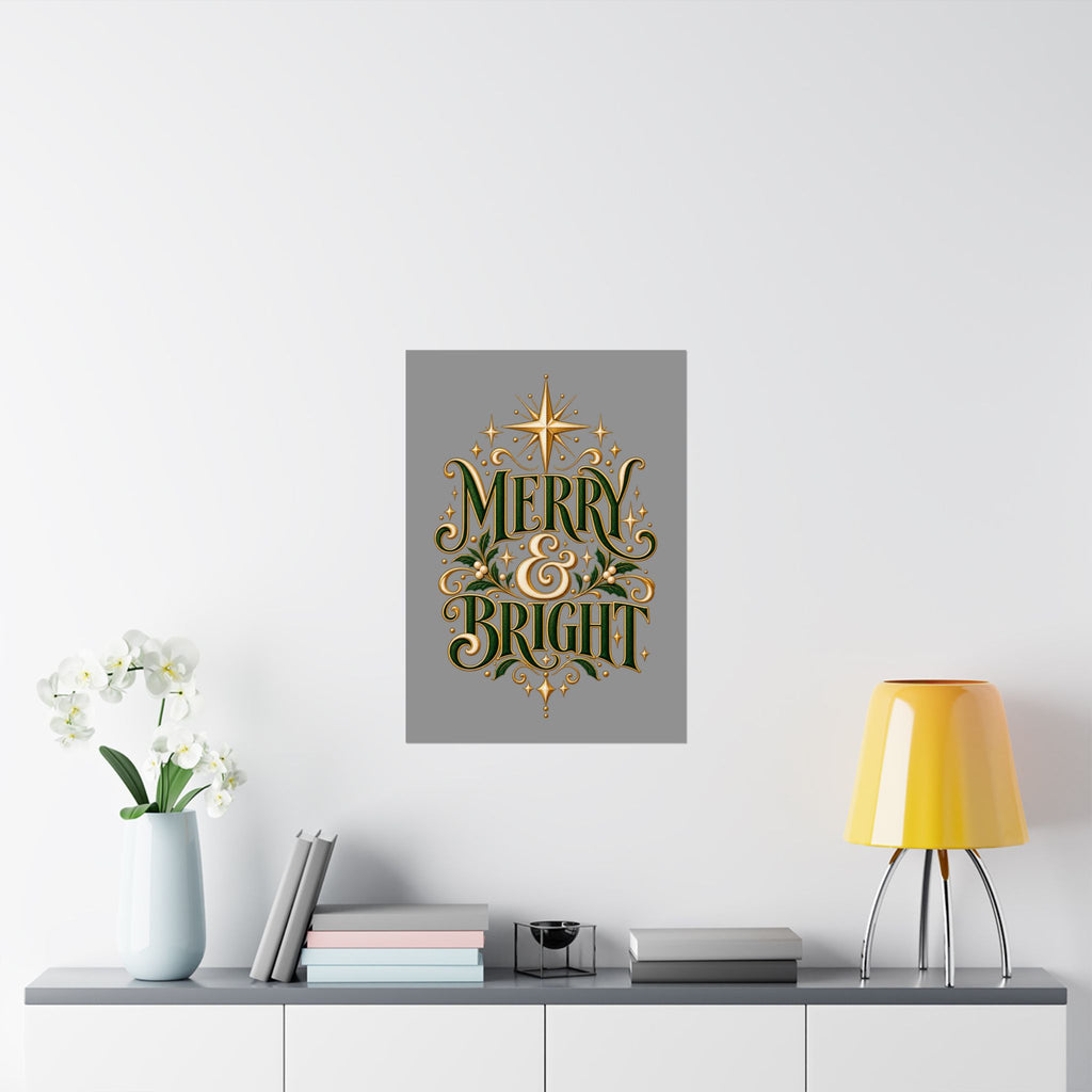 Merry & Bright Holiday Poster — Matte Vertical Christmas Wall Art