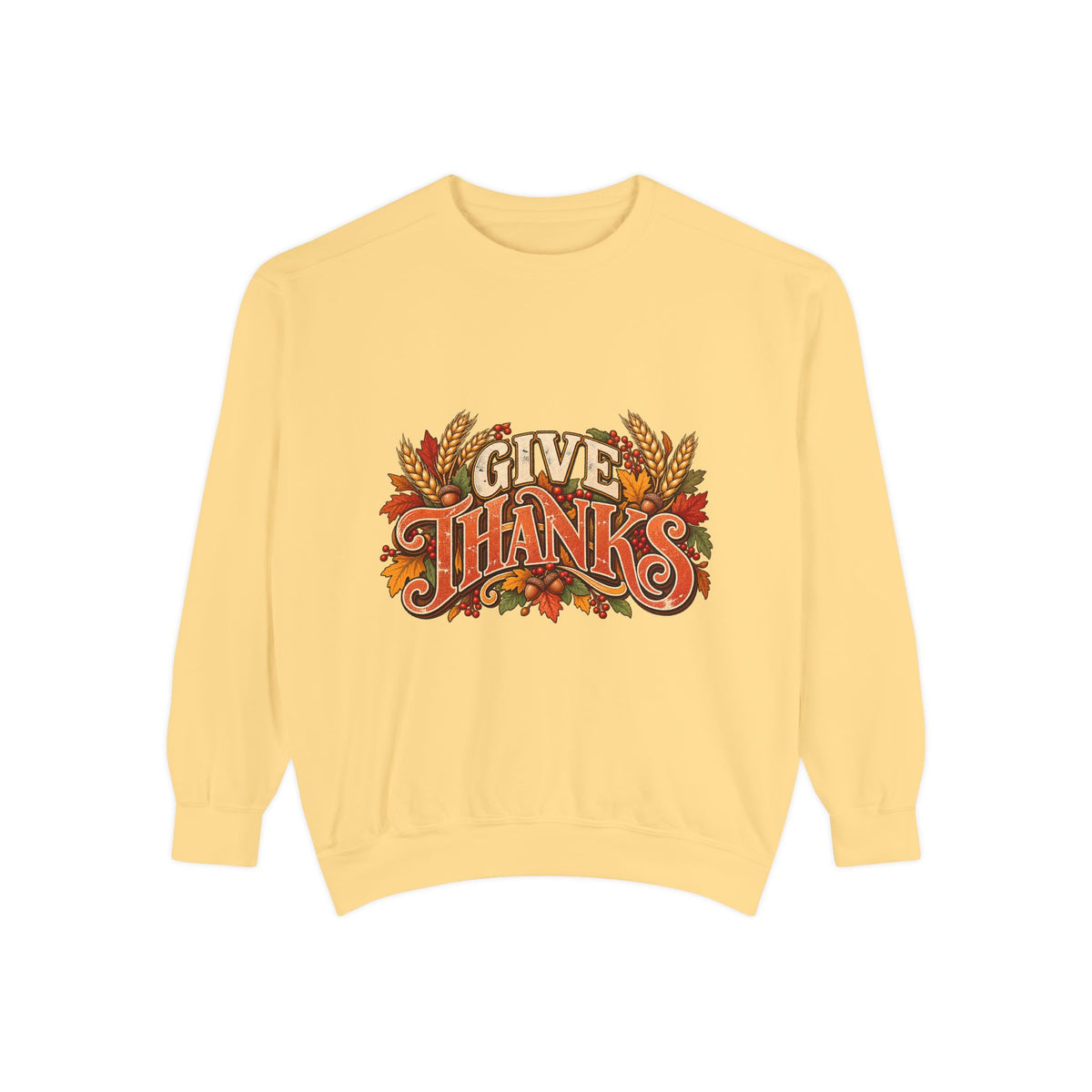 Give Thanks Fall Leaves Sweatshirt | Thanksgiving Seasonal Crewneck