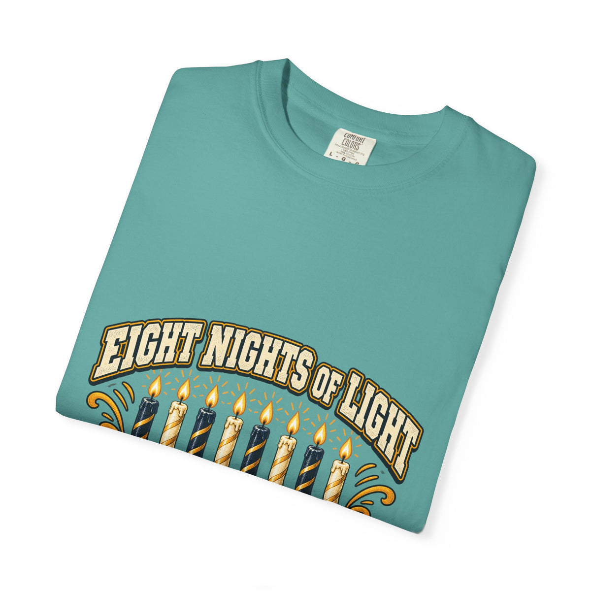 Eight Nights of Light Menorah Tee | Hanukkah T-Shirt, Menorah Illustration