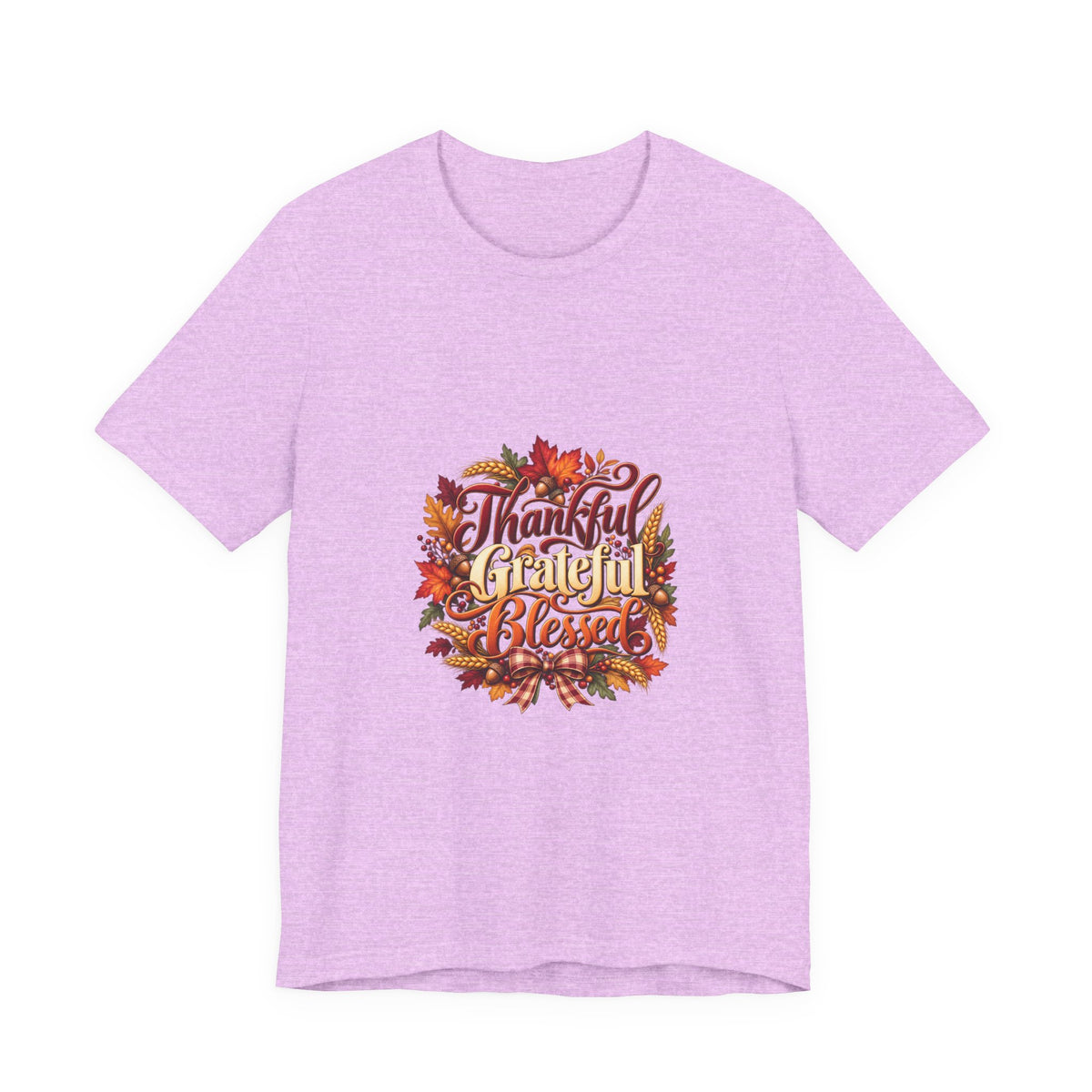 Thankful Grateful Blessed T-Shirt — Fall Leaves Thanksgiving Tee, Autumn Gratitude Shirt, Family Matching Outfit