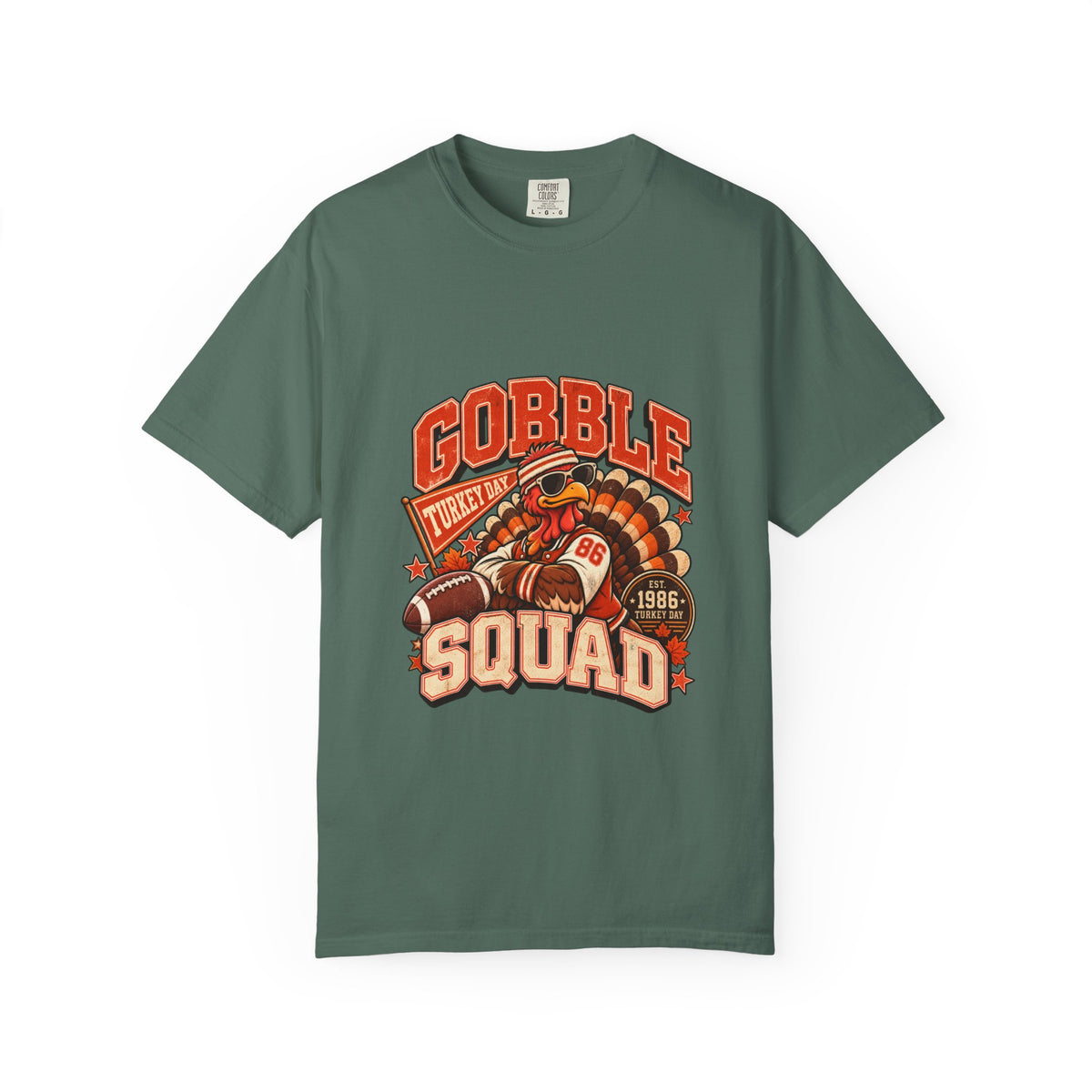 Gobble Squad Turkey Football Helmet T-Shirt | Thanksgiving Turkey Sports Tee