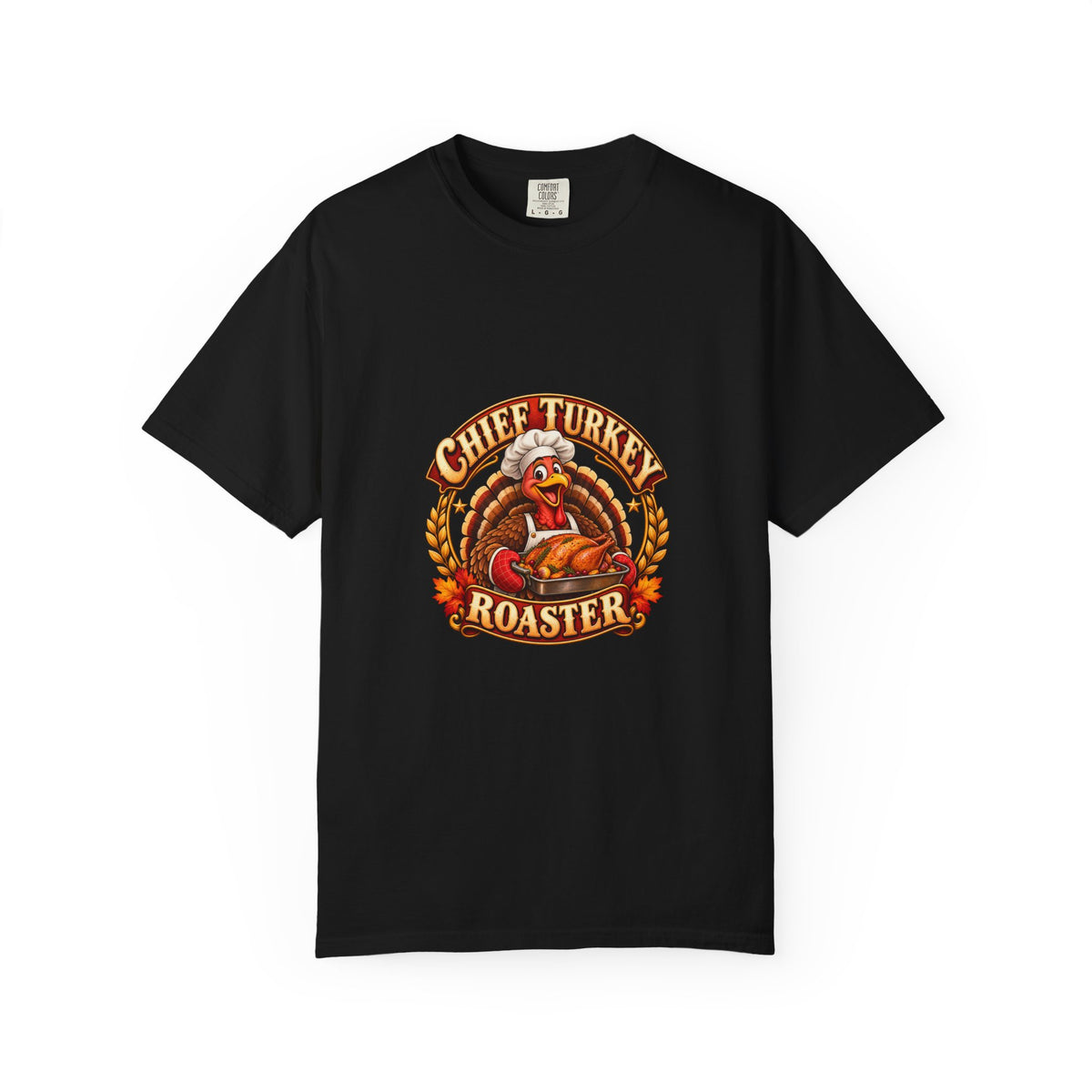 Chief Turkey Roaster T-Shirt — Retro Thanksgiving Emblem Tee, Vintage BBQ Turkey Badge Graphic Fall Shirt