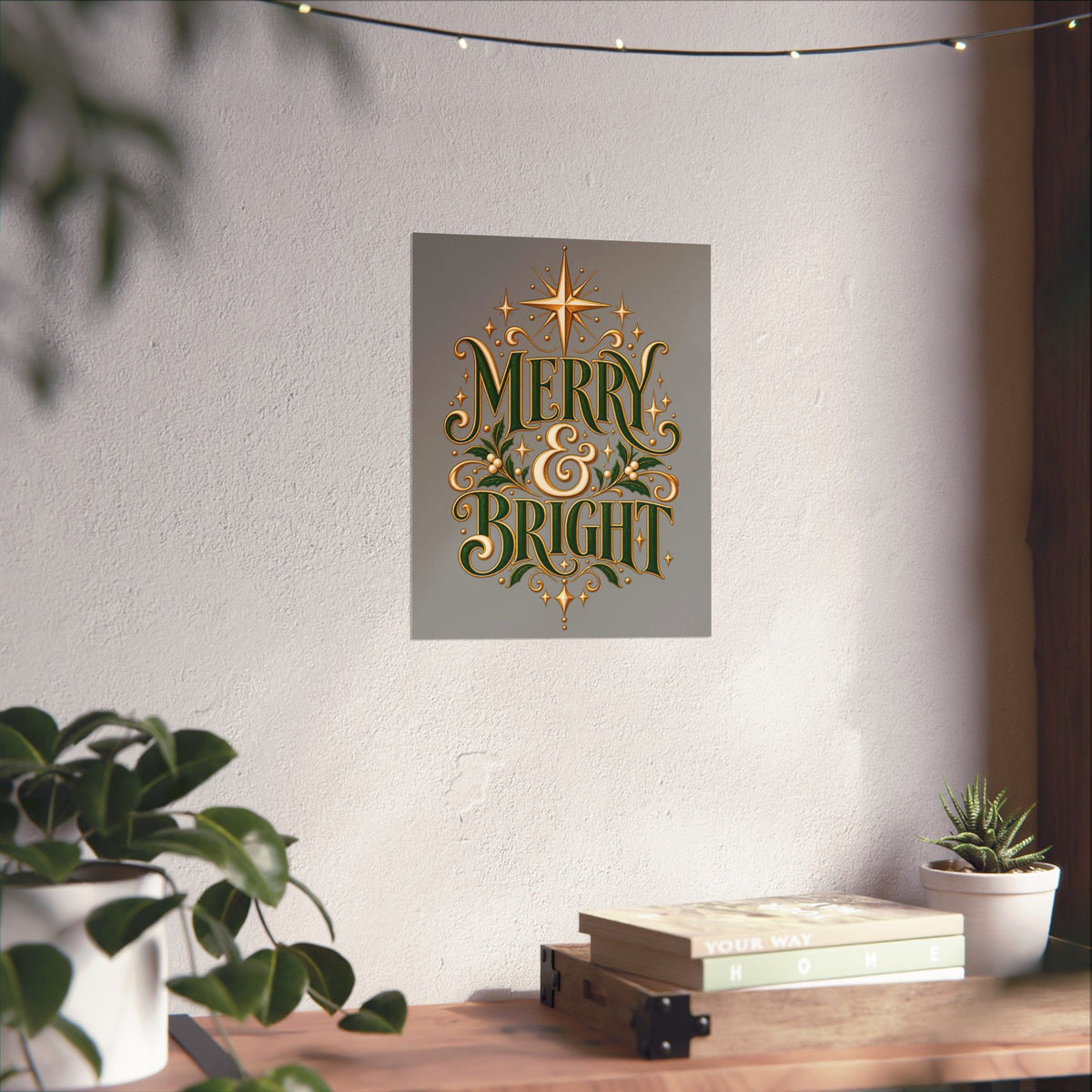 Merry & Bright Holiday Poster — Matte Vertical Christmas Wall Art
