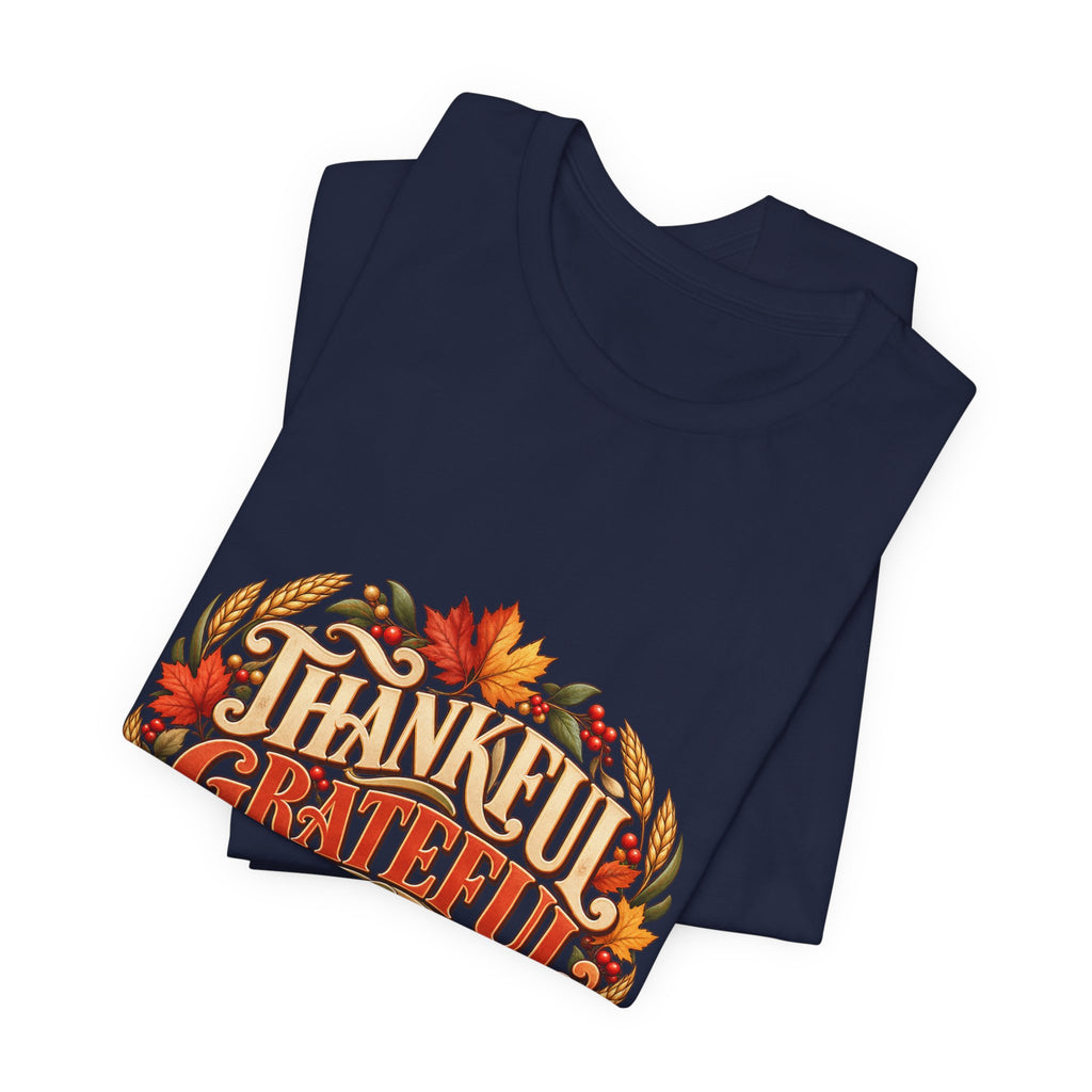 Thankful Grateful Blessed tee | Fall leaves Thanksgiving shirt