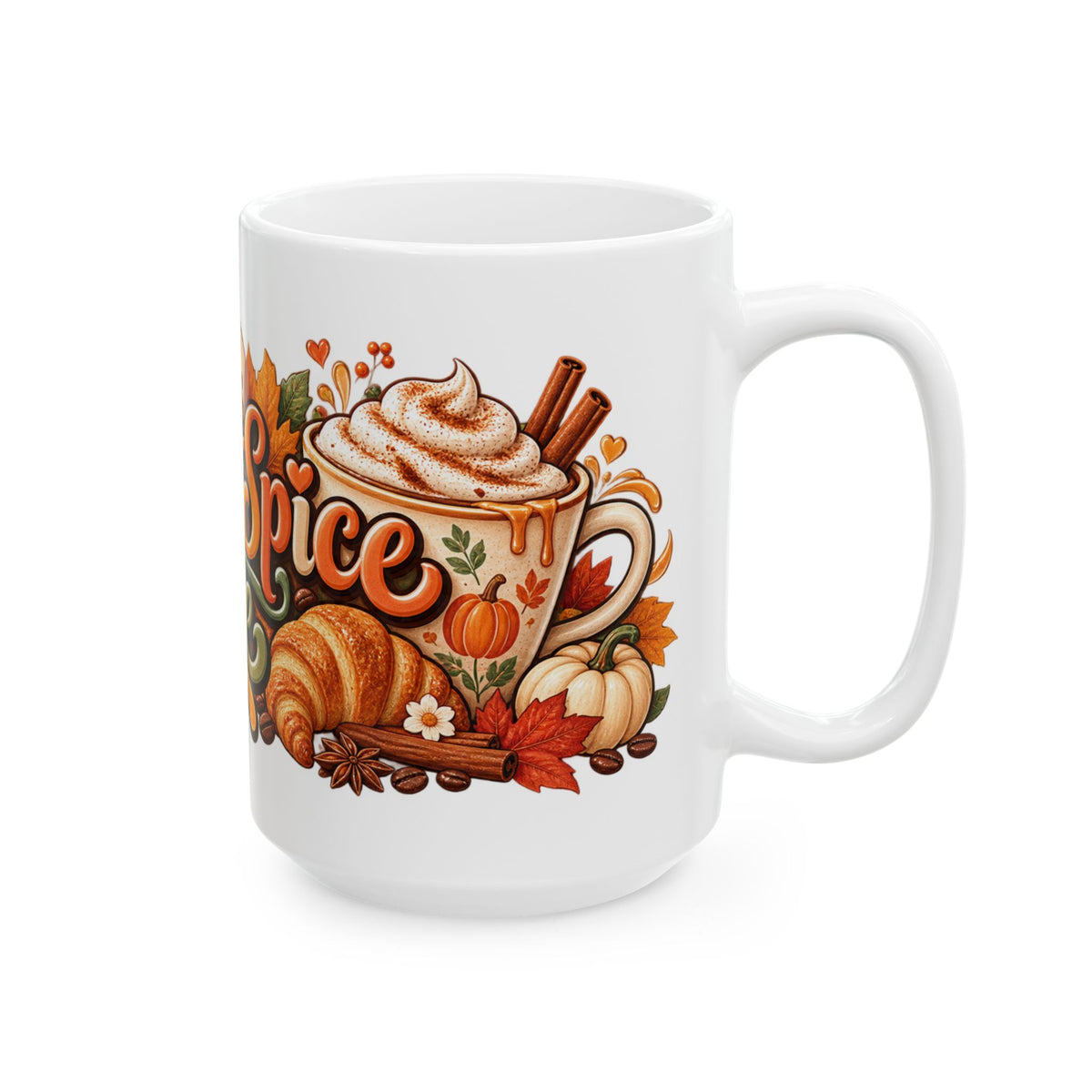 But First Pumpkin Spice Latte Mug | Fall Coffee Typography, Autumn Leaves