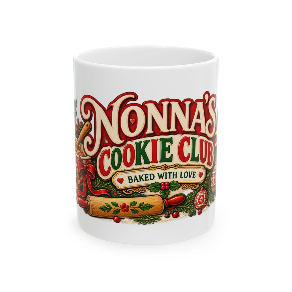 Nonna's Cookie Club Mug | Ceramic Coffee Cup, Christmas Baking Design