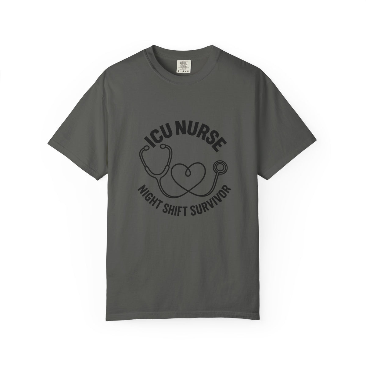 ICU Nurse Night Shift Survivor T-shirt | Stethoscope Heart Design