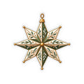Vintage Star Ornament Sticker — Green & Gold Holiday Kiss-Cut Sticker