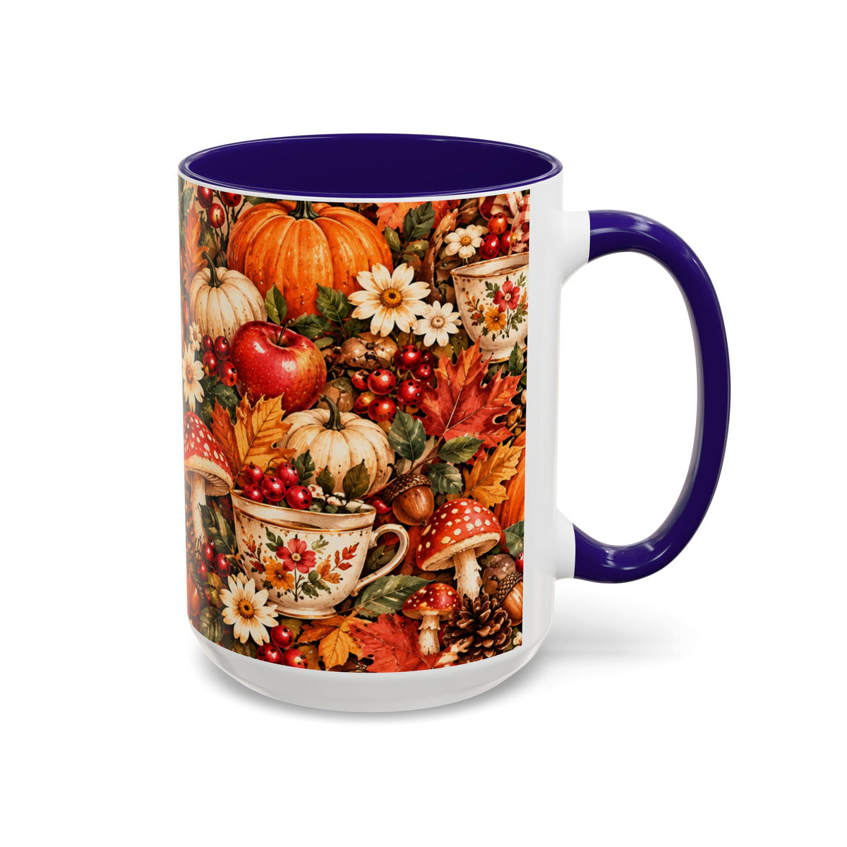 Autumn Harvest Mugs | Fall Pumpkins, Apples, Mushrooms, Daisies 11oz 15oz