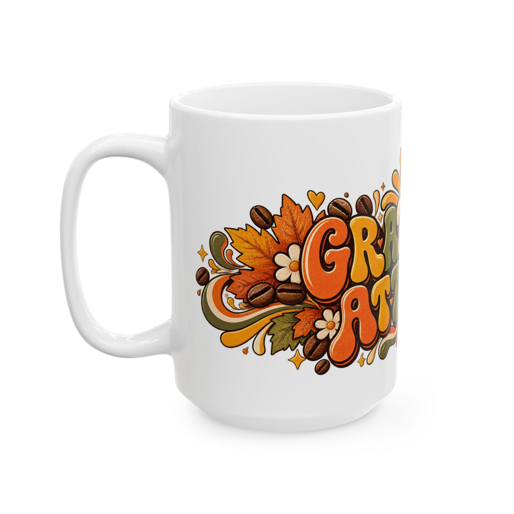 Gratitude Attitude mug | Retro 70s Coffee Illustration, Ceramic Mug