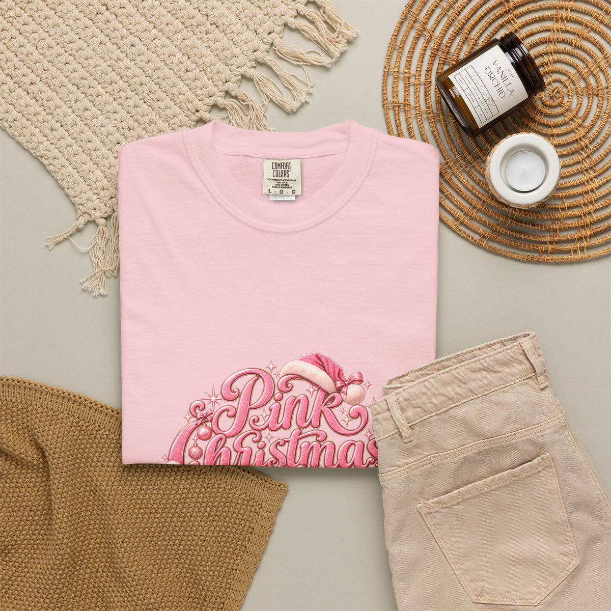 Pink Christmas T-Shirt — Festive Retro Script Holiday Tee