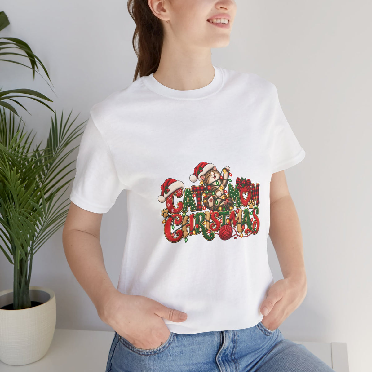 Christmas Cat Tee — Cute "Cat-ty Christmas" Holiday T-Shirt with Santa Cat Design