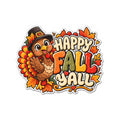 Happy Fall Y'all Turkey Sticker | Kiss-Cut Fall Leaves Laptop Decal
