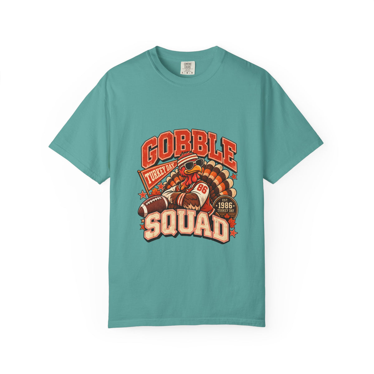 Gobble Squad Turkey Football Helmet T-Shirt | Thanksgiving Turkey Sports Tee