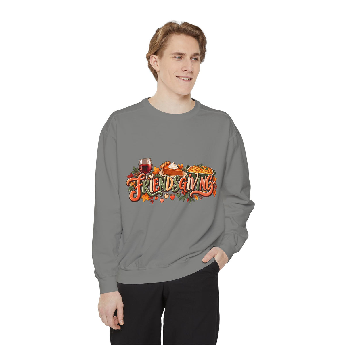 Friendsgiving sweatshirt | Thanksgiving fall leaves turkey wine