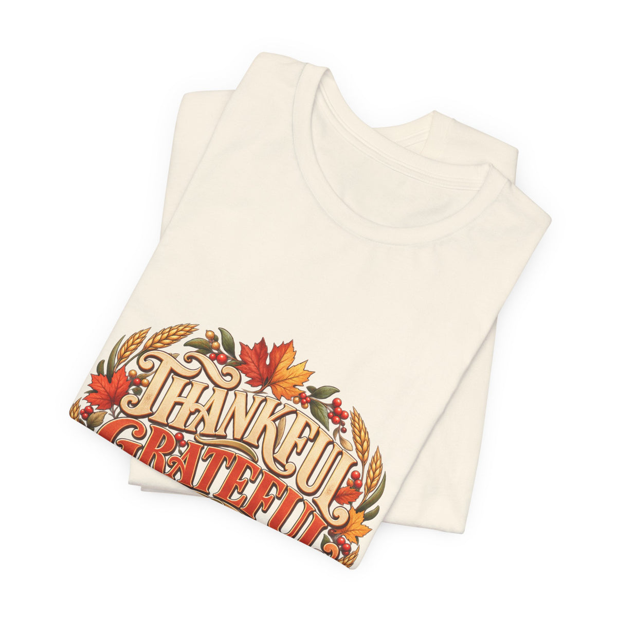 Thankful Grateful Blessed tee | Fall leaves Thanksgiving shirt