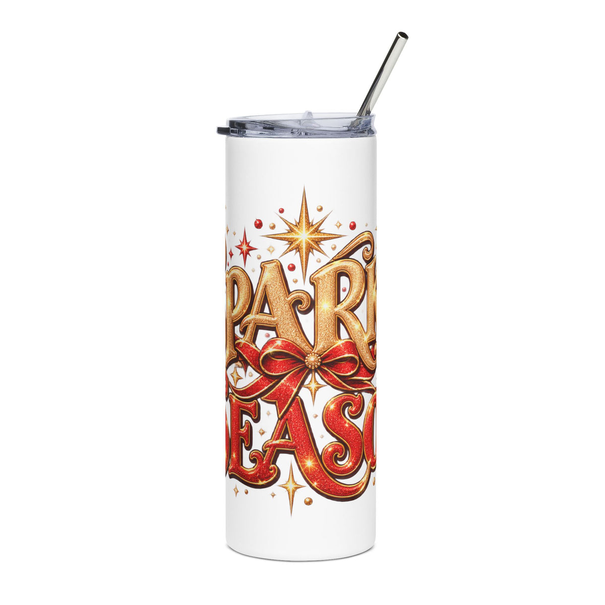 20oz Stainless Tumbler — "Sparkle Season" Holiday Stainless Steel Travel Cup