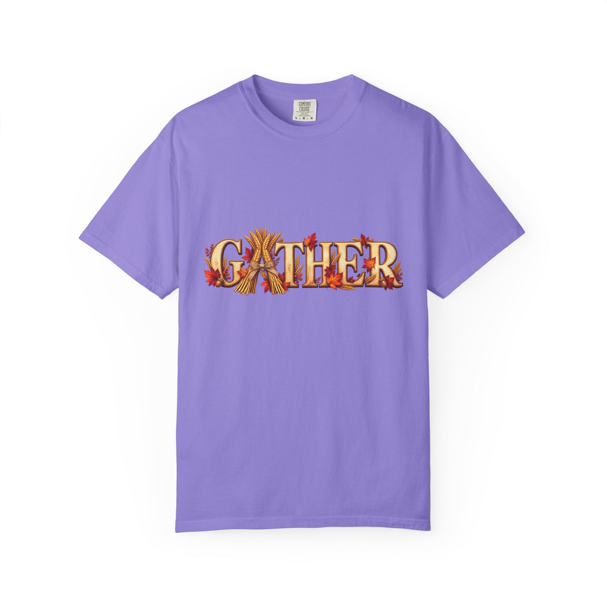 Gather Fall T-Shirt — Autumn Leaves Harvest Graphic Tee, Thanksgiving Family Gathering Shirt, Rustic Fall Gift