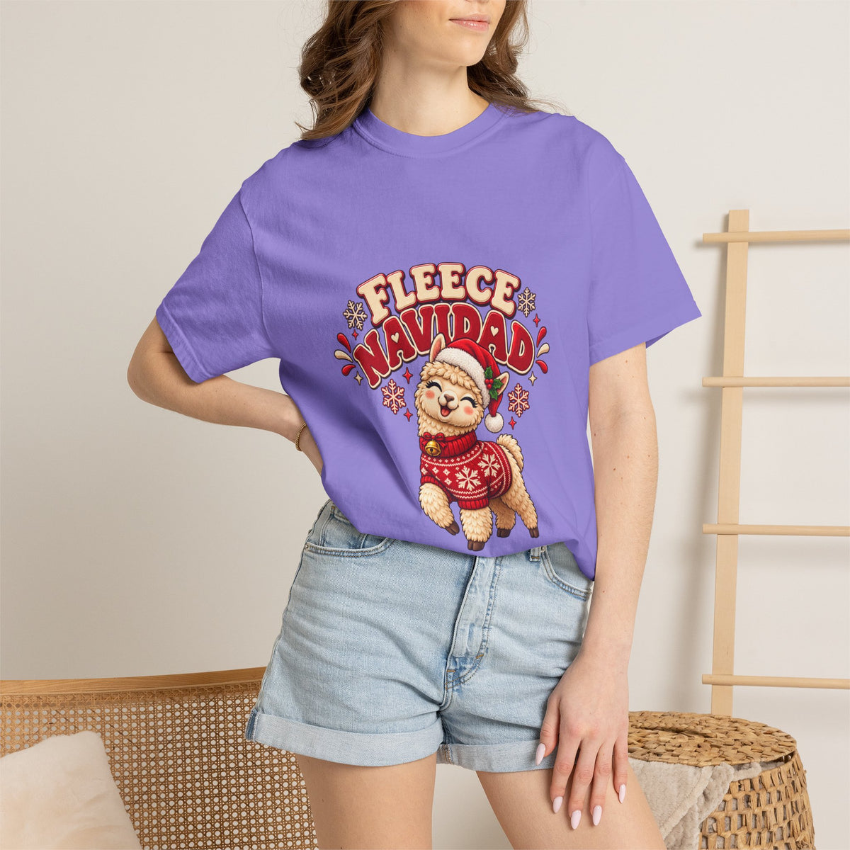 Fleece Navidad Tee — Cute Llama Christmas T-Shirt