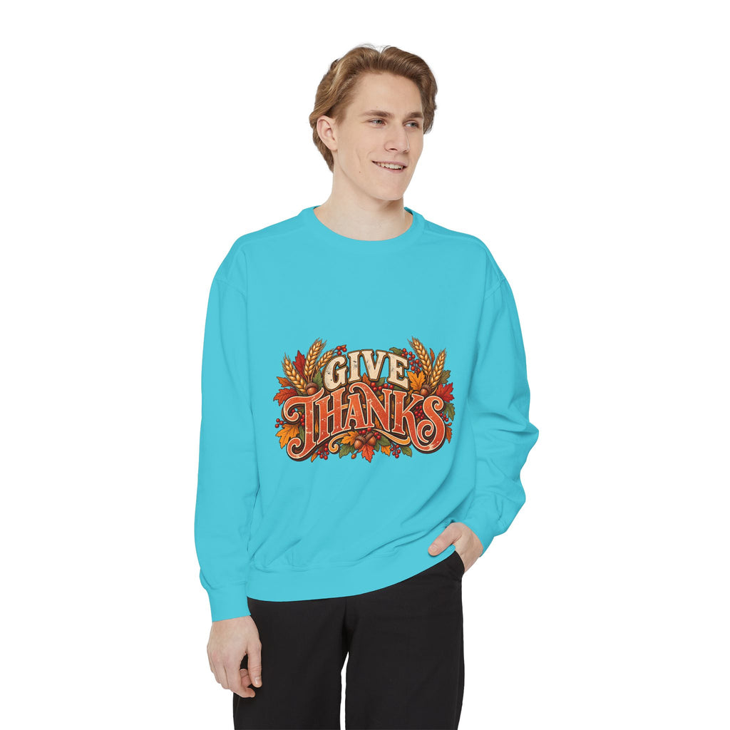 Give Thanks Fall Leaves Sweatshirt | Thanksgiving Seasonal Crewneck