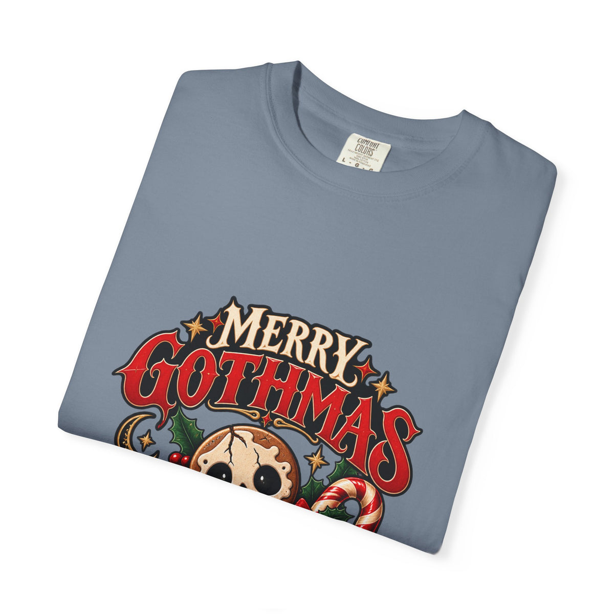 Merry Gothmas skull gingerbread graphic T-shirt | Gothic Christmas tee
