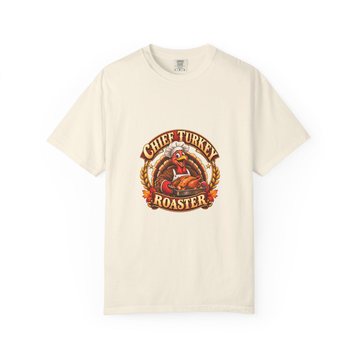 Chief Turkey Roaster T-Shirt — Retro Thanksgiving Emblem Tee, Vintage BBQ Turkey Badge Graphic Fall Shirt