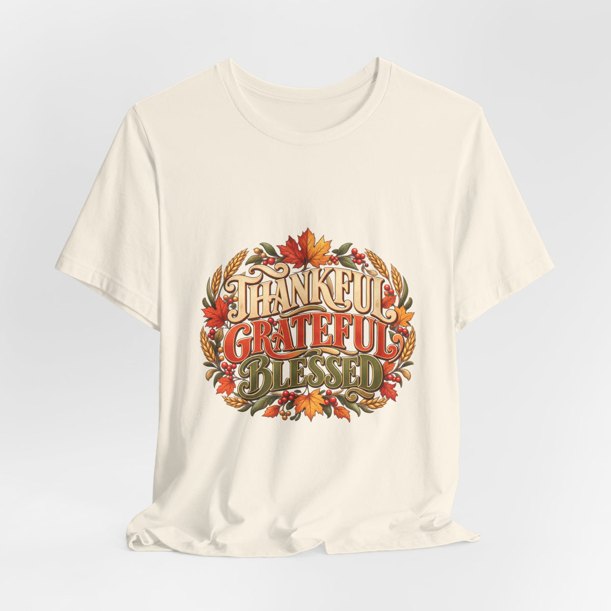 Thankful Grateful Blessed tee | Fall leaves Thanksgiving shirt
