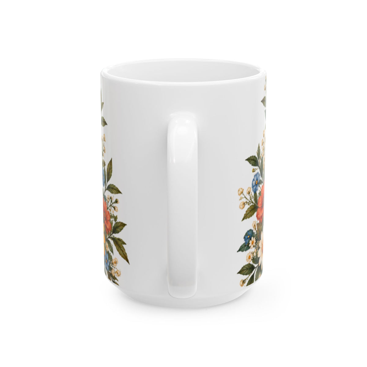 Smiling Golden Retriever Mug | Ceramic Coffee Cup with Floral Wreath