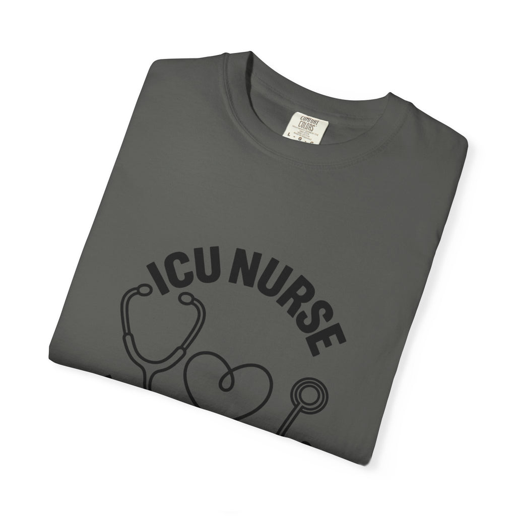 ICU Nurse Night Shift Survivor T-shirt | Stethoscope Heart Design