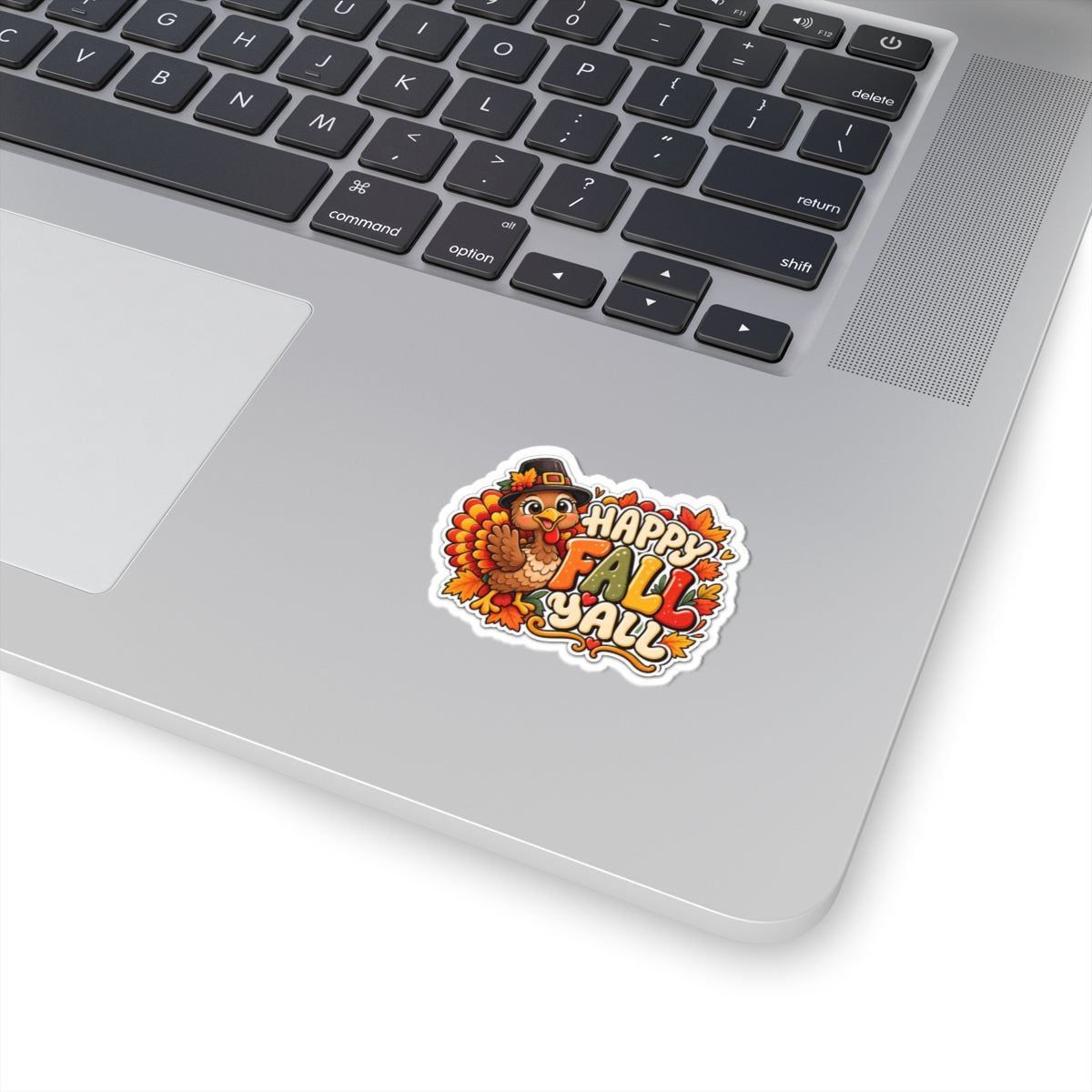 Happy Fall Y'all Turkey Sticker | Kiss-Cut Fall Leaves Laptop Decal