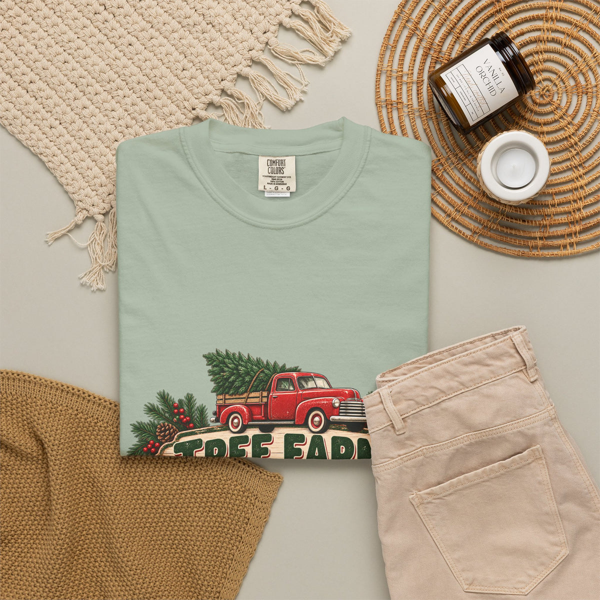 Tree Farm Season T-Shirt — Vintage Red Truck Christmas Tee