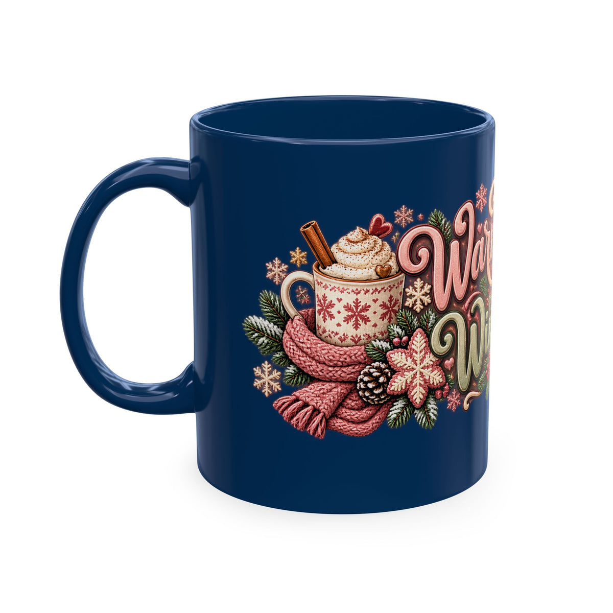 Warm Wishes & Winter Sips Christmas Ceramic Mug