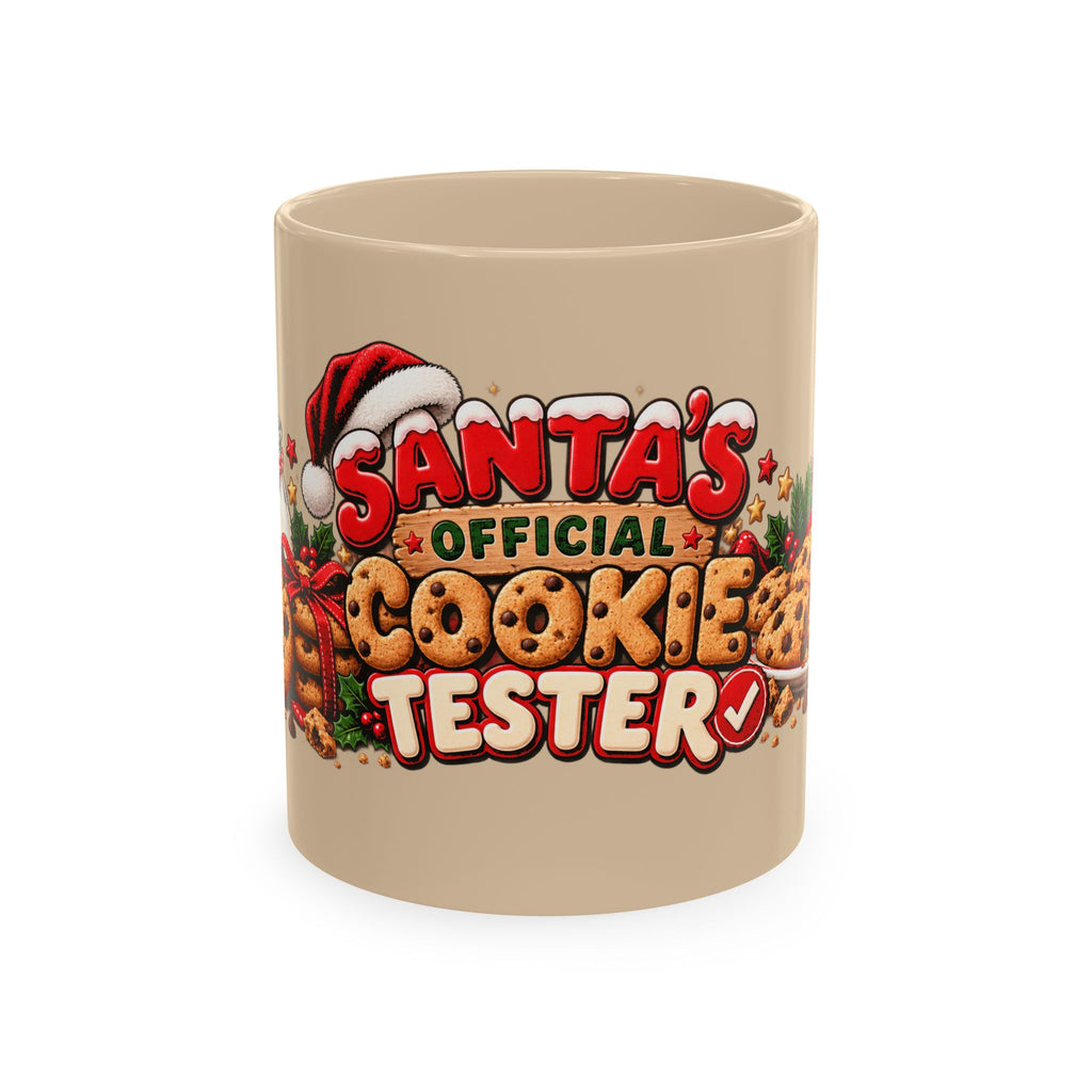 Santa’s Official Cookie Tester Ceramic Mug — Christmas Holiday Coffee Cup
