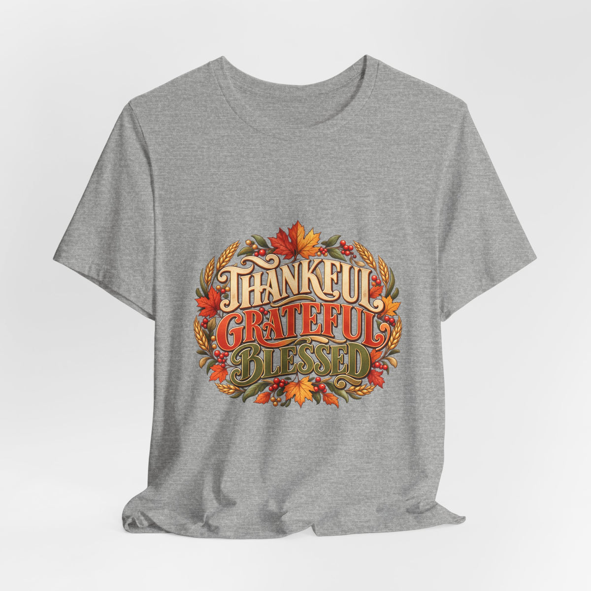 Thankful Grateful Blessed tee | Fall leaves Thanksgiving shirt