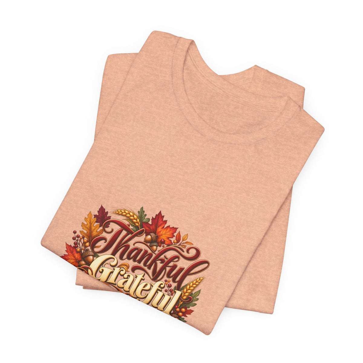 Thankful Grateful Blessed T-Shirt — Fall Leaves Thanksgiving Tee, Autumn Gratitude Shirt, Family Matching Outfit