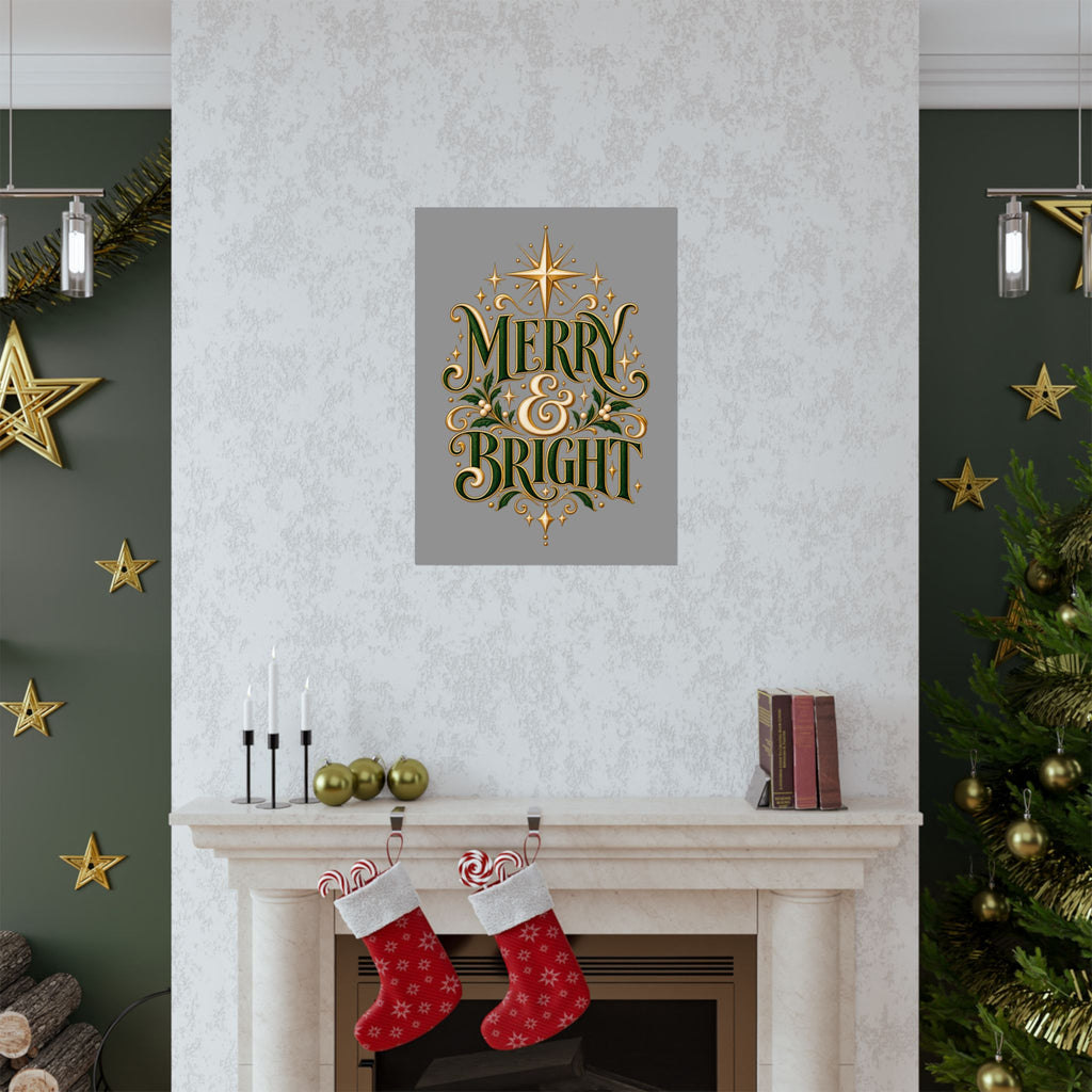 Merry & Bright Holiday Poster — Matte Vertical Christmas Wall Art