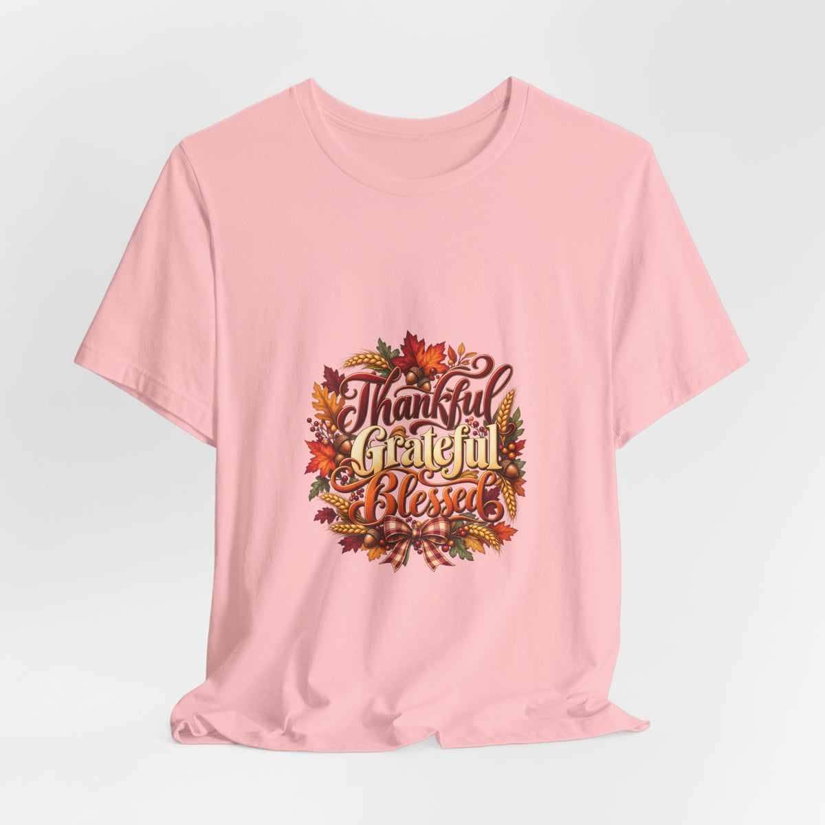 Thankful Grateful Blessed T-Shirt — Fall Leaves Thanksgiving Tee, Autumn Gratitude Shirt, Family Matching Outfit