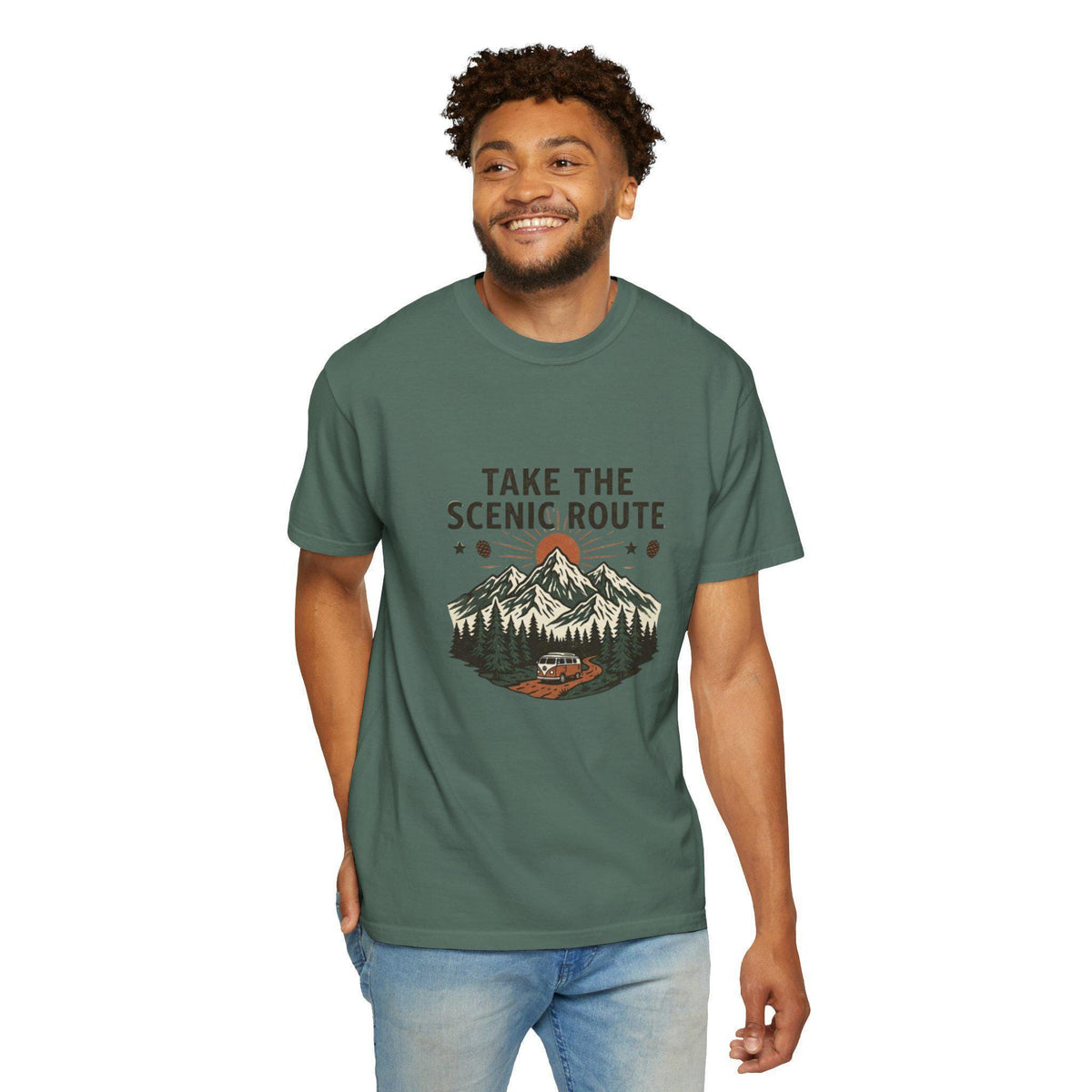 Take the Scenic Route T-shirt | Mountain Road Sunset Graphic