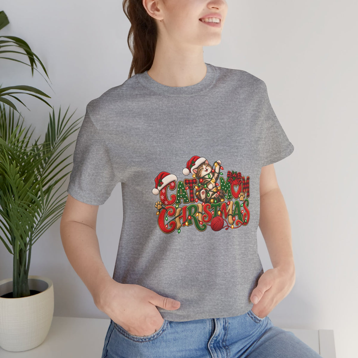 Christmas Cat Tee — Cute "Cat-ty Christmas" Holiday T-Shirt with Santa Cat Design