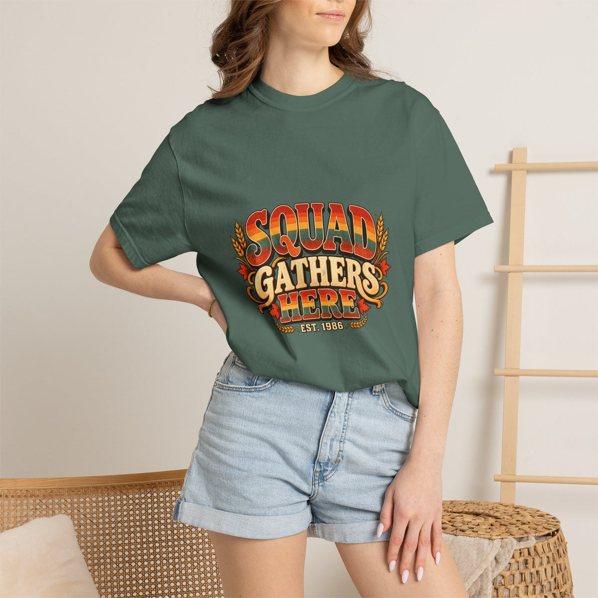 Squad Gathers Here T-Shirt — Retro Thanksgiving Family Reunion Tee, Vintage Fall Gathering Shirt, Friendsgiving