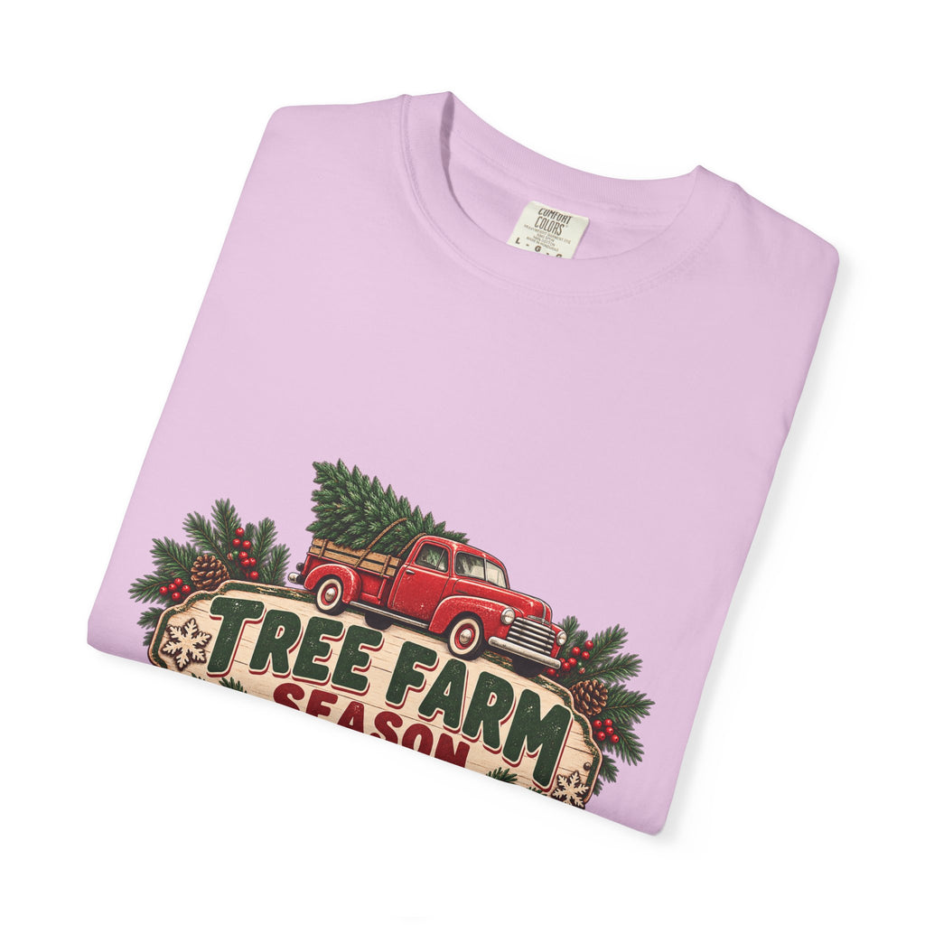 Tree Farm Season T-Shirt — Vintage Red Truck Christmas Tee