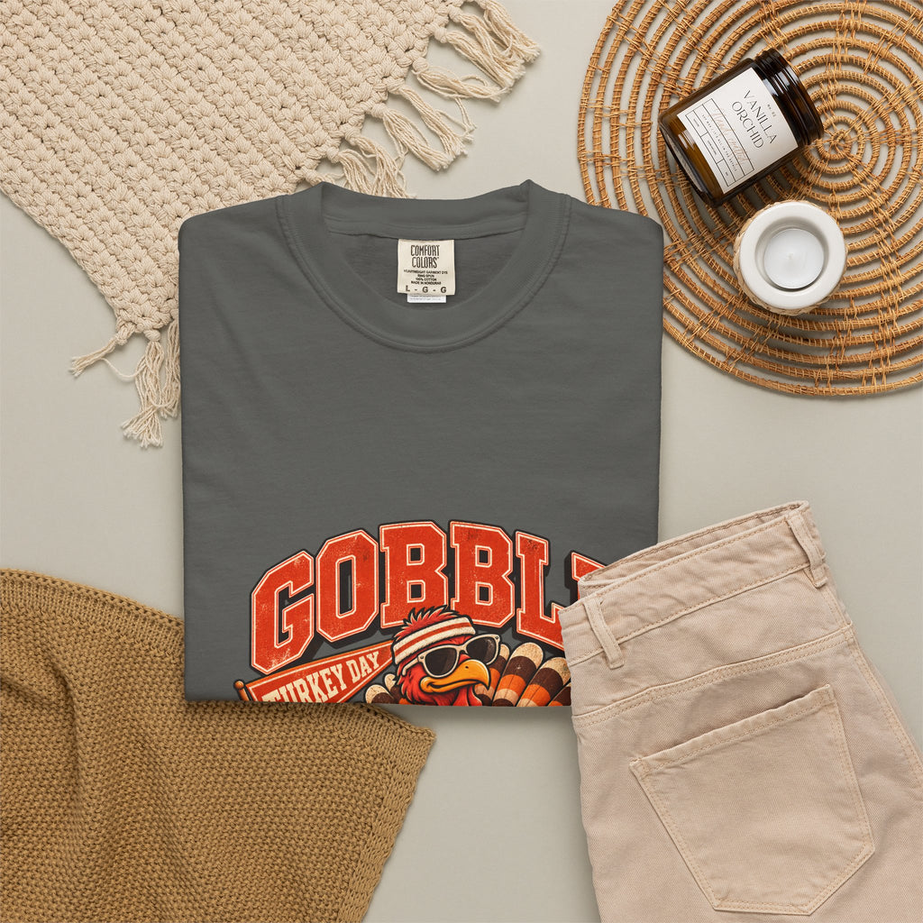 Gobble Squad Turkey Football Helmet T-Shirt | Thanksgiving Turkey Sports Tee