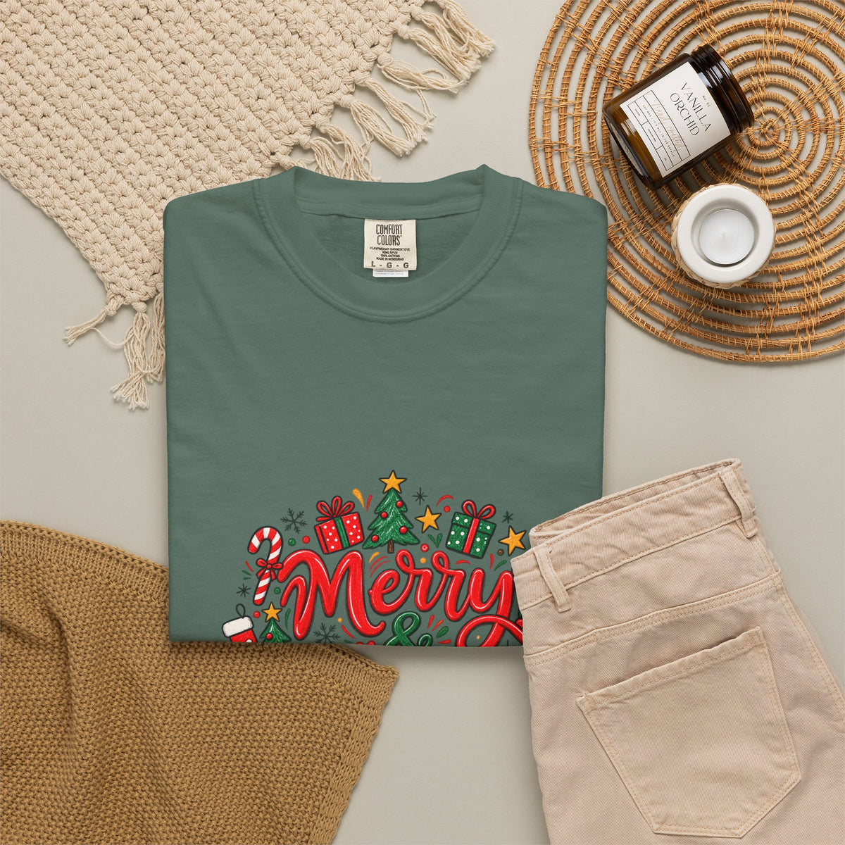 Merry & Bright Christmas T-Shirt | Festive Holiday Graphic Tee