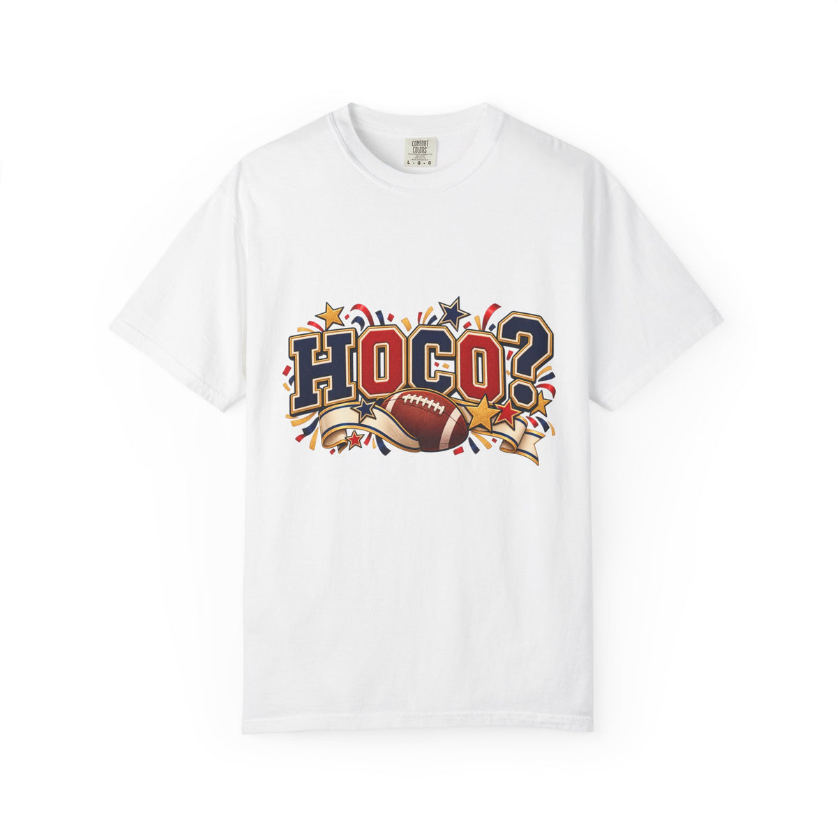 HOCO? Football Homecoming T-shirt | School Spirit, Stars & Banner Design