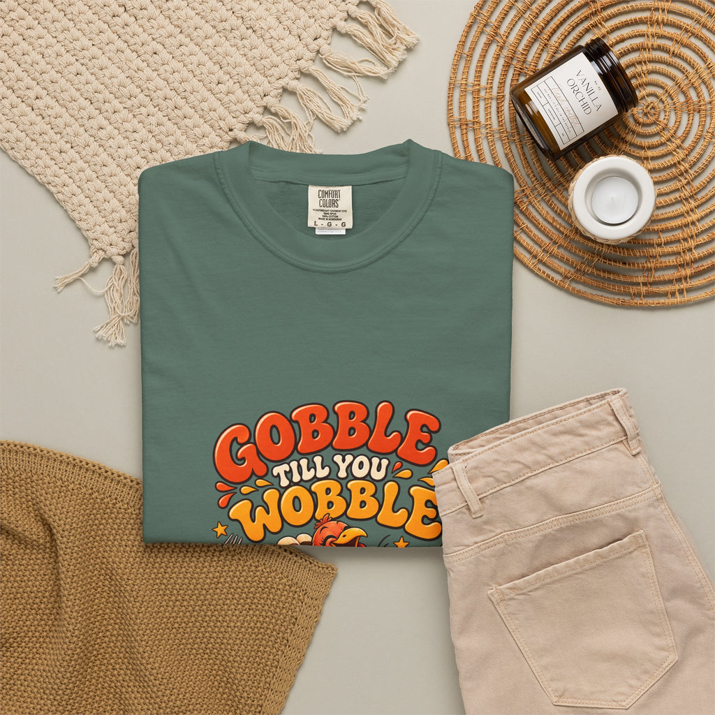 Gobble Till You Wobble Turkey T-Shirt | Thanksgiving Turkey Graphic