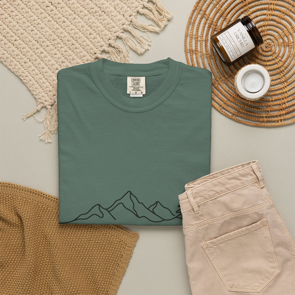 Stay Wild mountain line art T-shirt | minimalist outdoors tee