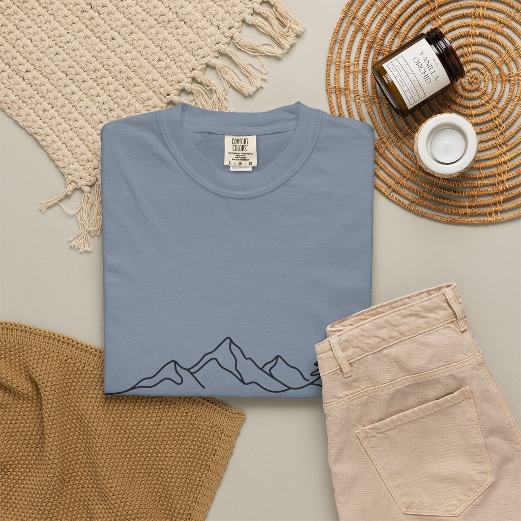 Stay Wild mountain line art T-shirt | minimalist outdoors tee
